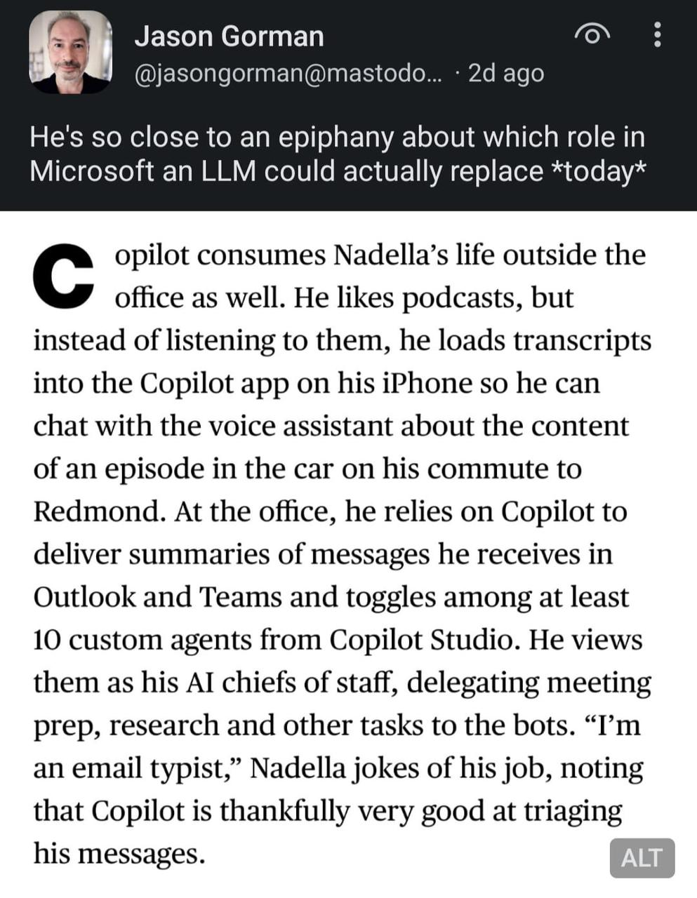 Nadella peddling AI usage for managers